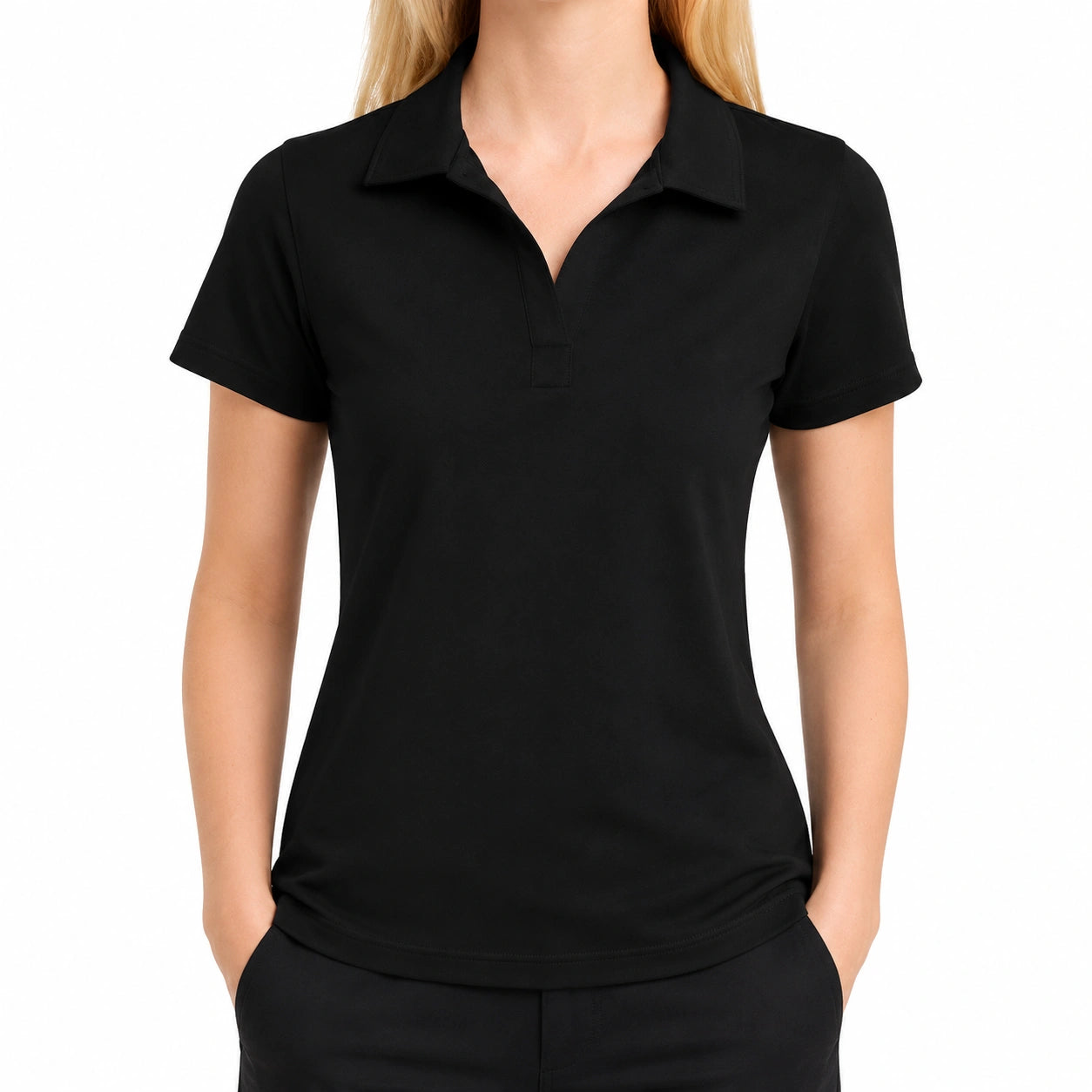 Damen Poloshirt Größe M Schwarz Kurzarm mit Kragen