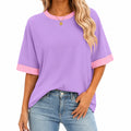 Damen T-Shirt Größe S Lila Rosa Lockerer Schnitt Kurzarm