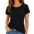 Damen T-Shirt Größe S Schwarz Kurzarm Rundhals Basic