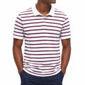 Herren Poloshirt Größe M Weiß Blau Bordeaux gestreift Kurzarm Freizeit