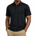 Herren Poloshirt M Schwarz aus Synthetikfaser mit Kurzarm und Ärmeltasche