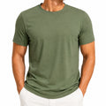 Herren T-Shirt Größe M Olivgrün Kurzarm Rundhals Freizeit