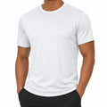 Herren T-Shirt M aus Polyester in Weiß mit Rundhals Kurzarm Sportlich