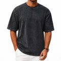 Herren T-Shirt Größe M Schwarz gewaschene Optik lockere Passform