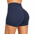 Damen Sportshorts Größe M aus elastischem Synthetikgewebe in Dunkelblau mit hohem Bund