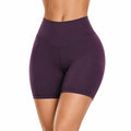 Damen Radlerhose L aus elastischem Synthetikmaterial in Dunkelviolett mit hohem Bund