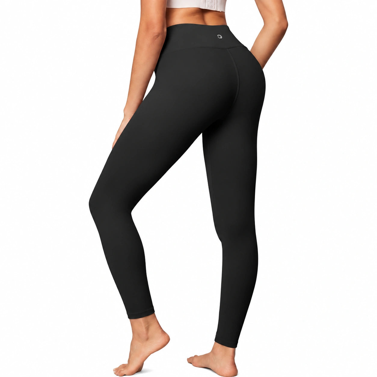 Damen Leggings Größe M aus elastischem Textilgewebe Schwarz für Sport mit hohem Bund