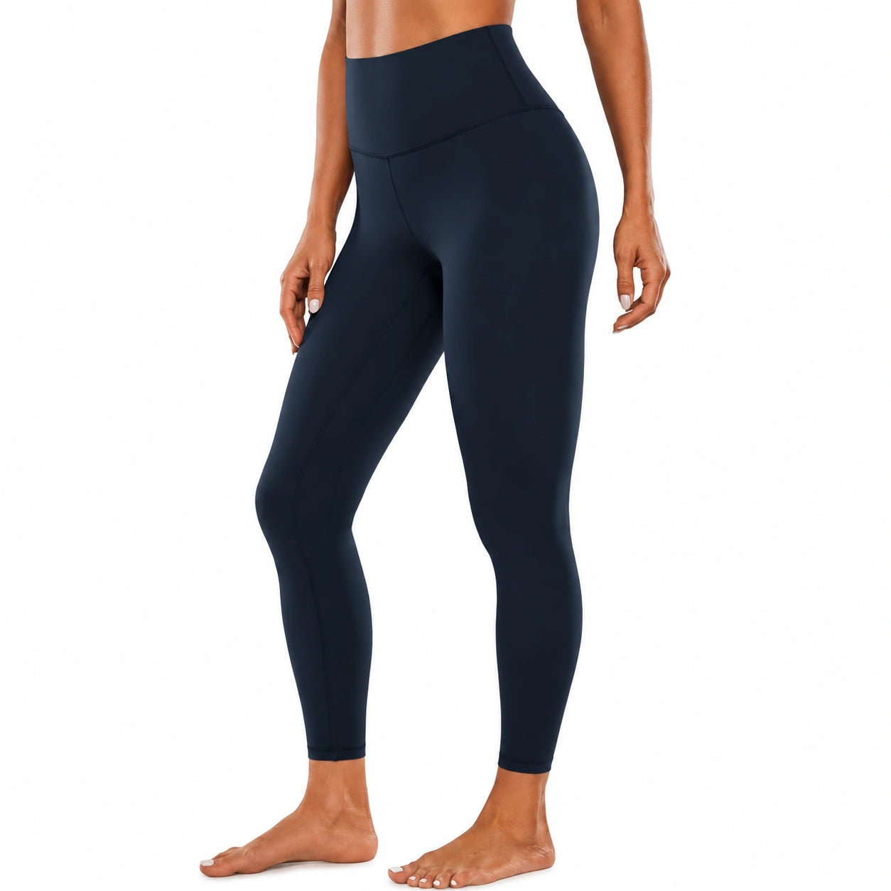 Damen Sportleggings Größe M aus elastischem Funktionsgewebe in Dunkelblau mit hohem Bund für Training