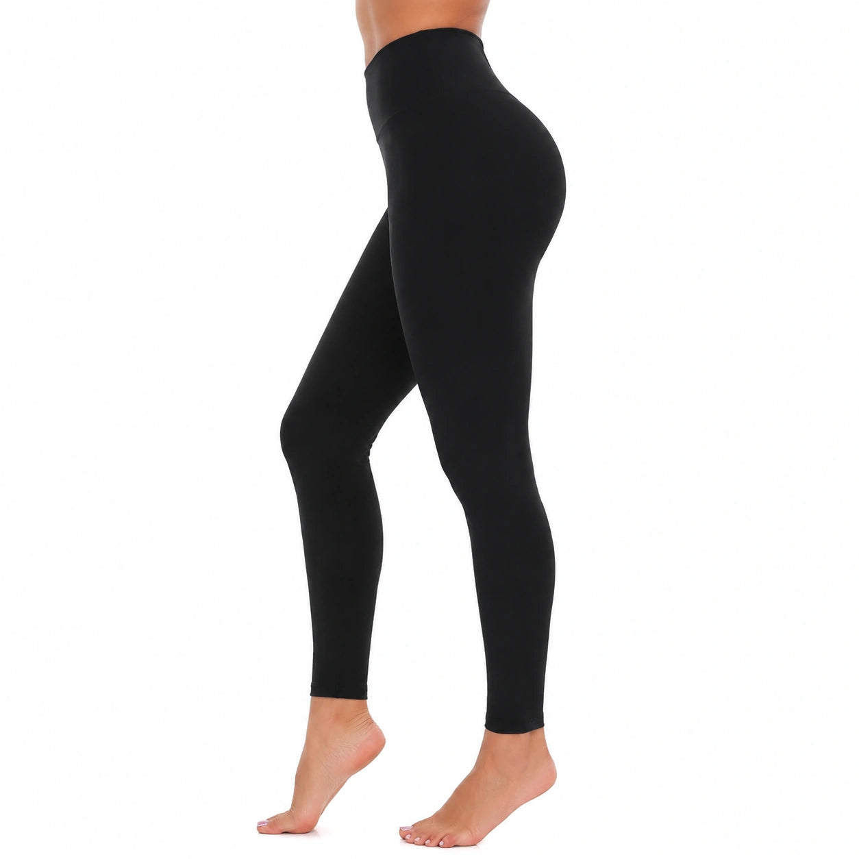Damen Leggings Größe S aus elastischem Textilgewebe Schwarz mit hohem Bund